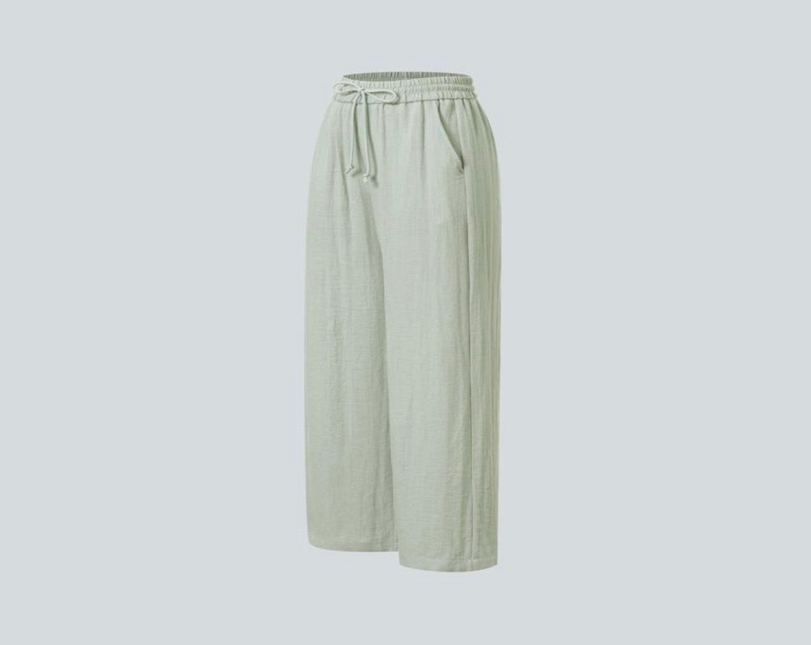Halara High Waisted Wide Leg Linen-Feel Trousers with Drawstring and Pockets – Women’s Casual Loungewear Pants