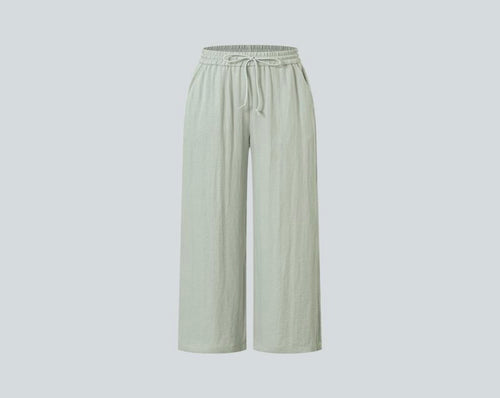 Halara High Waisted Wide Leg Linen-Feel Trousers with Drawstring and Pockets – Women’s Casual Loungewear Pants